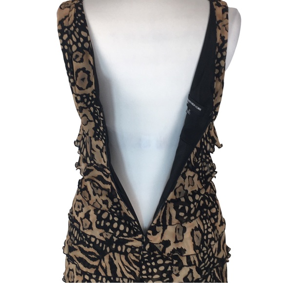 Jones New York Animal Print Ruffle Pleat Sleeveless Sheath Midi Dress size 10 - Picture 11 of 12